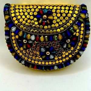 Gold Mosiac stone and metal clutch purse